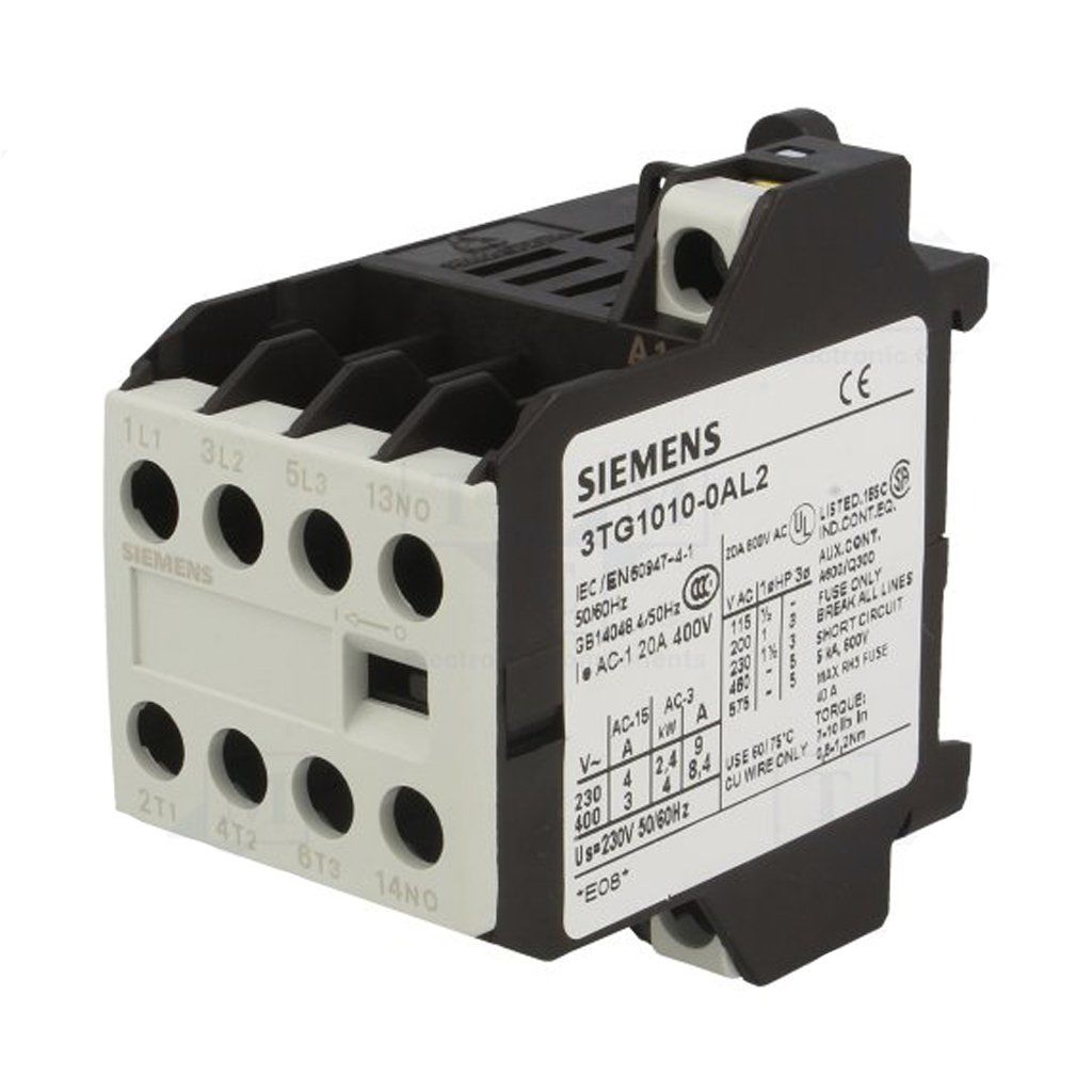 Siemens 3TG1010-0AG2 Mini Kontaktör Vida Montajlı 4Kw/8.4A 4No 110 Ac